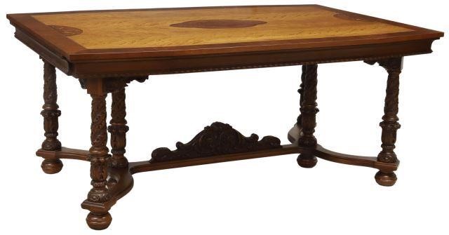 Appraisal: American Depression-Era mixed wood dining table c s contrasting wood