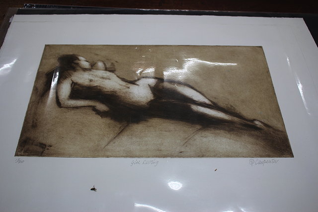 Appraisal: TWO DECORATIVE PRINTS BY PIP CARPENTER depicting studies of nude