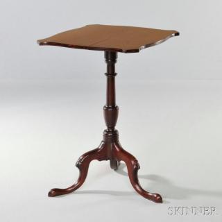 Appraisal: Carved and Inlaid Cherry Tilt-top Candlestand probably Connecticut c -