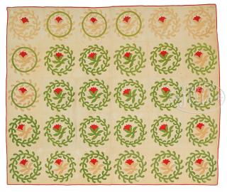 Appraisal: FINE TULIP AND RING APPLIQUED QUILT BY A E SIMMONS