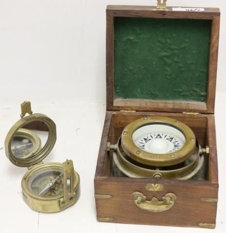 Appraisal: COMPASSES TO INCLUDE A BOX COMPASS BY ROSS LONDON HIGH