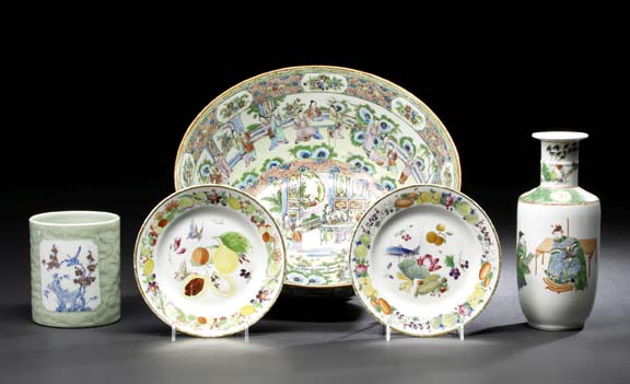 Appraisal: Pair of Unusual Chinese Export Porcelain Dishes th century finely