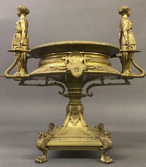 Appraisal: Ornate French Bronze Dore Centerpiece Ornate French bronze dore centerpiece