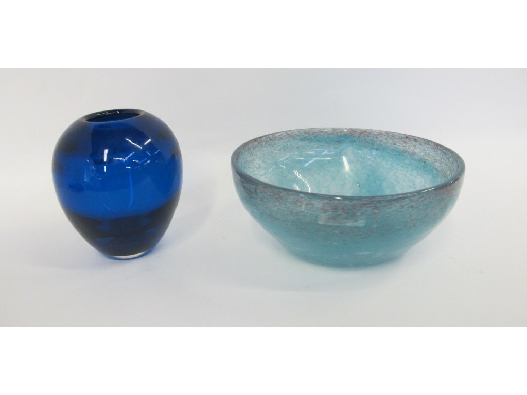 Appraisal: Vasart glass bowl and a blue glass vase