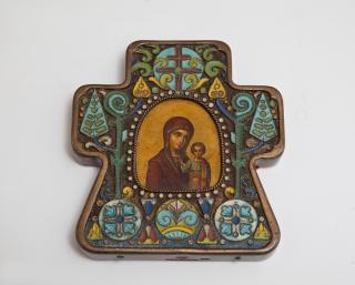 Appraisal: Small Russian Silver Enamel Icon of the Panagia Vi Small