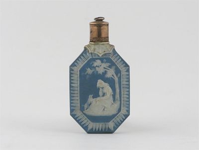 Appraisal: A Wedgwood Jasperware scent bottle each side applied with a