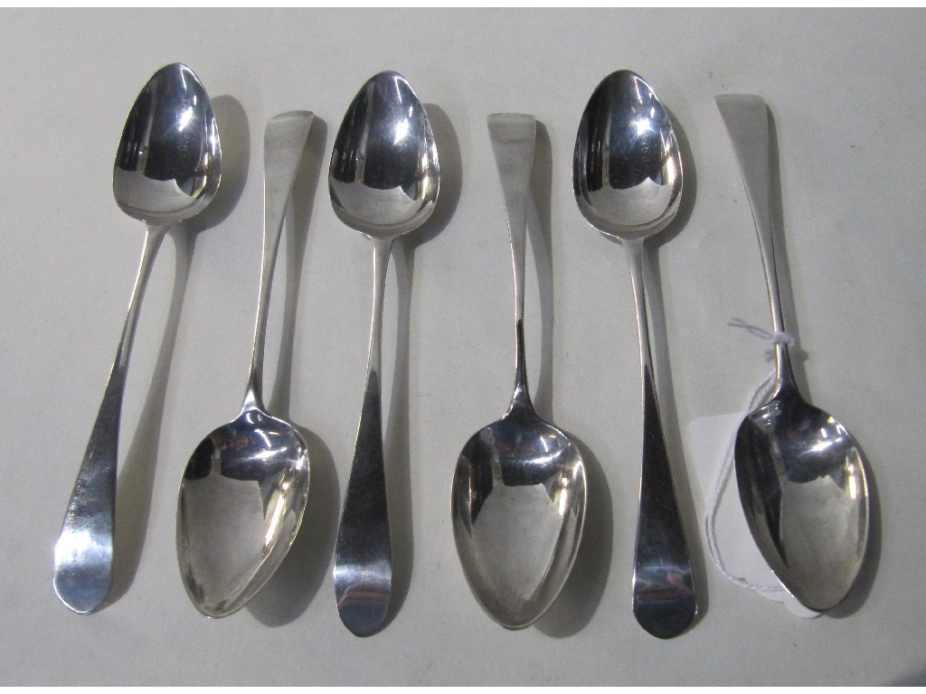 Appraisal: Set of six George III teaspoons Edinburgh