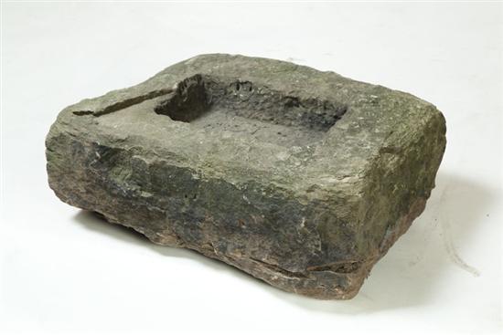 Appraisal: STONE TROUGH American th century Roughly hewn hardstone ''h ''w