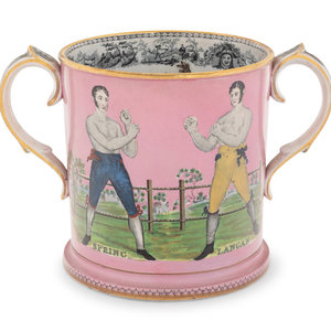 Appraisal: An English Ceramic Commemorative Loving Cup Circa decorated to show