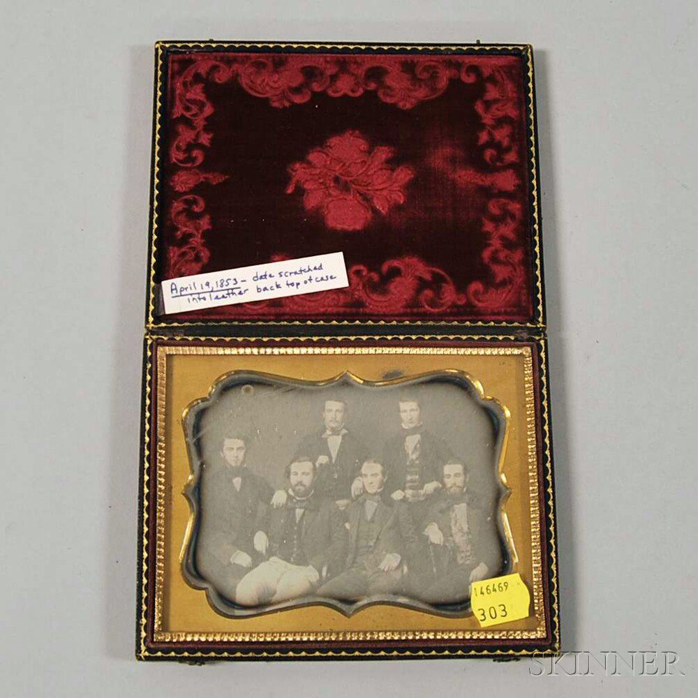 Appraisal: Half-plate Daguerreotype Portrait of a Group of Young Gentlemen in