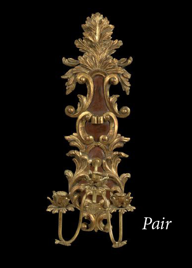 Appraisal: Large Pair of German Three-Light Appliques in the th-century rococo