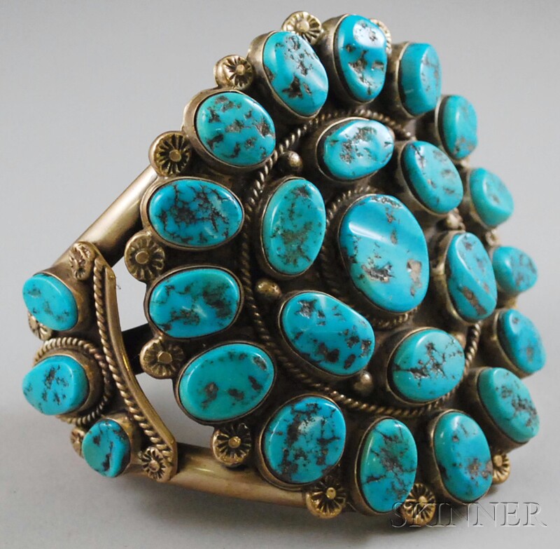 Appraisal: Oversized Navajo-style Turquoise Cuff Bracelet lacking any visible marks wd