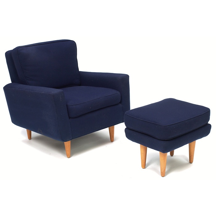 Appraisal: Knoll lounge chair and ottoman upholstered seat over tapered birch