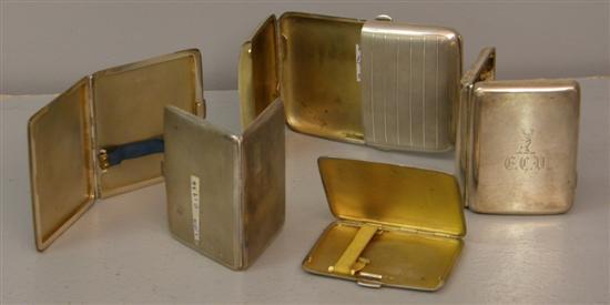 Appraisal: Modern silver cigarette case Birmingham and four others various dates