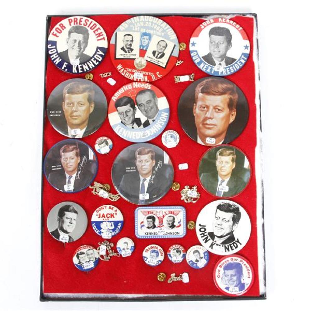 Appraisal: RIKER MOUNT DISPLAY CASE WITH APPROX KENNEDY JFK PRESIDENTIAL POLITICAL