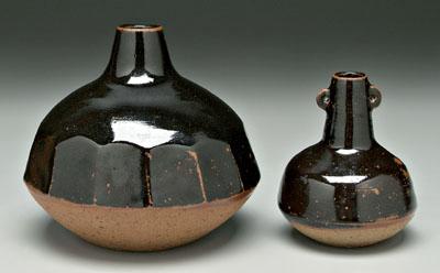 Appraisal: Two Janet Leach stoneware vases British - tenmoku glaze one