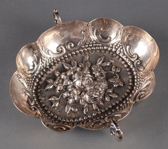 Appraisal: Continental sterling two handled bon bon dish Early th century