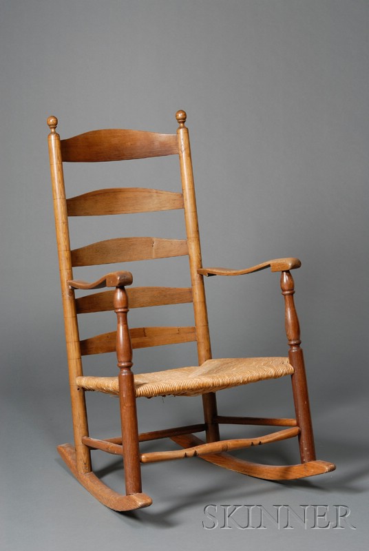 Appraisal: Country Ash and Elmwood Ladder-back Rocking Chair th century with