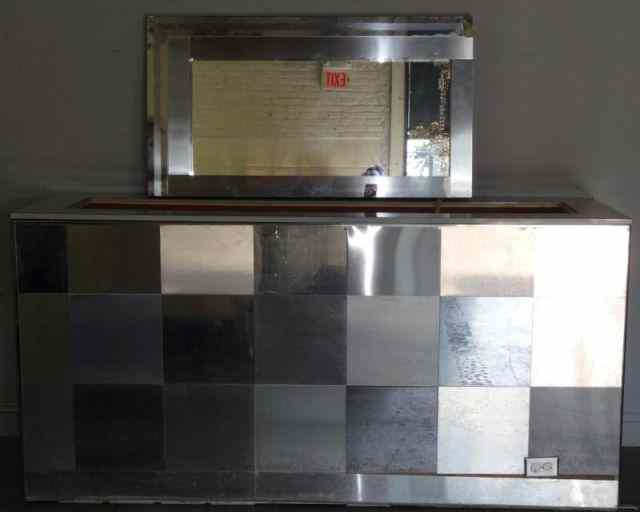 Appraisal: Paul Evans Cityscape Console and Mirror Purchased from Directional by