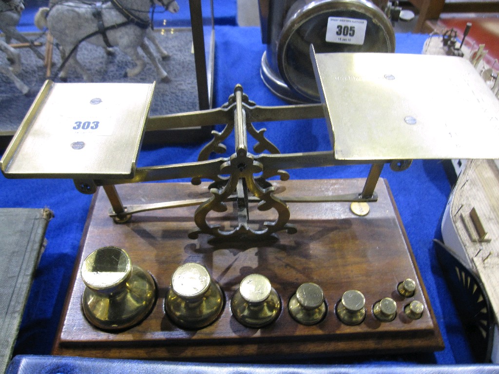 Appraisal: Set of post office scales with weights