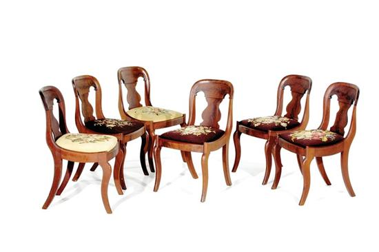 Appraisal: Six American Classical gondola-form side chairs circa shaped crest and