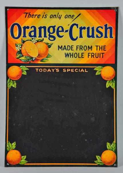 Appraisal: Embossed Tin Orange Crush Menu Board Description This piece is