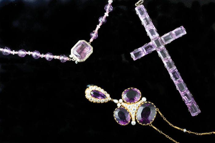 Appraisal: GROUP OF AMETHYST JEWELRY Including a diamond amethyst and gold