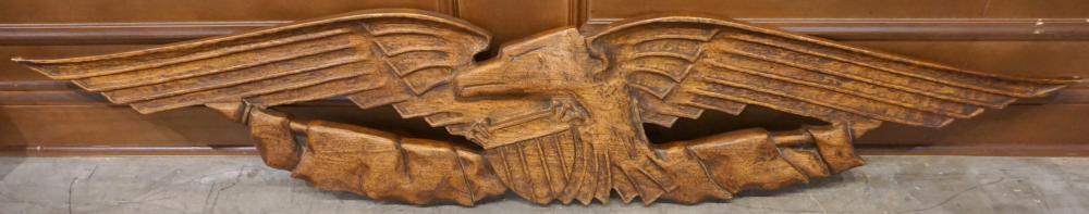 Appraisal: BELLAMY STYLE CARVED WOOD WALL PLAQUE OF AN AMERICAN EAGLE