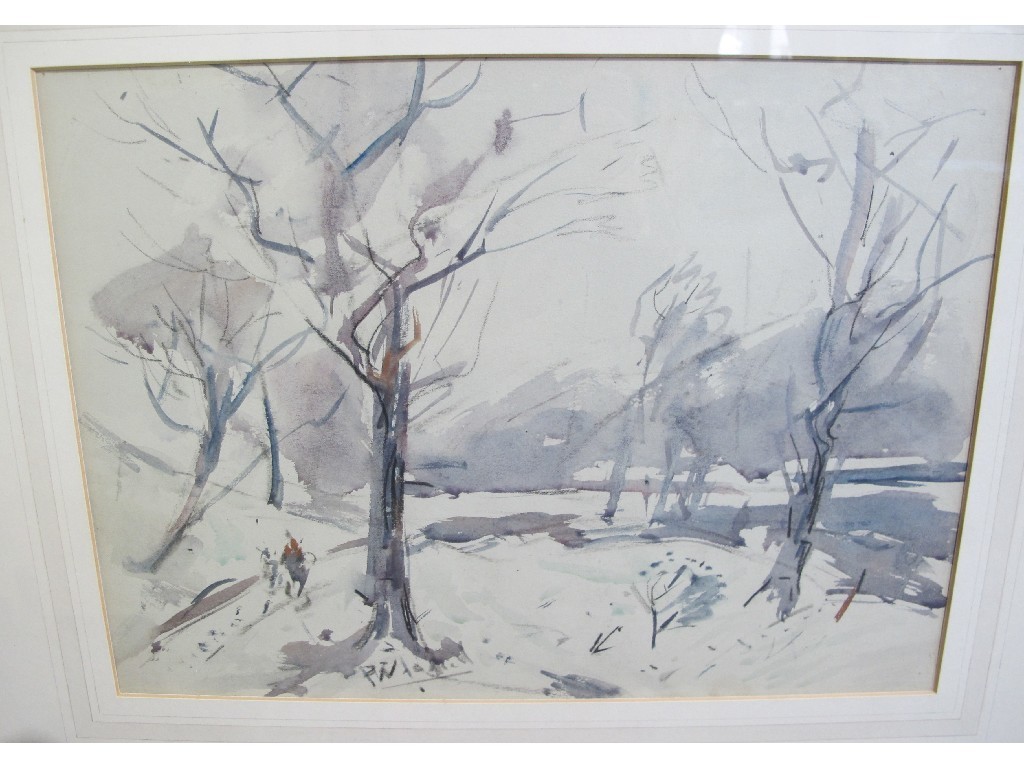 Appraisal: Watercolour landscape with trees indistinctly signed lower left