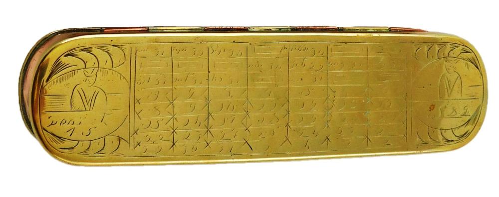 Appraisal: th C Dutch brass and copper tobacco box hinged lid