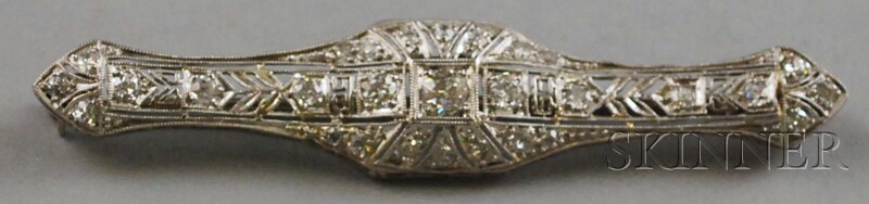 Appraisal: Art Deco-style Platinum and Diamond Bar Pin total dwt lg