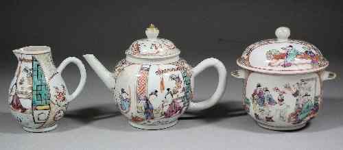 Appraisal: A Chinese porcelain 'Famille Rose' part tea service enamelled in