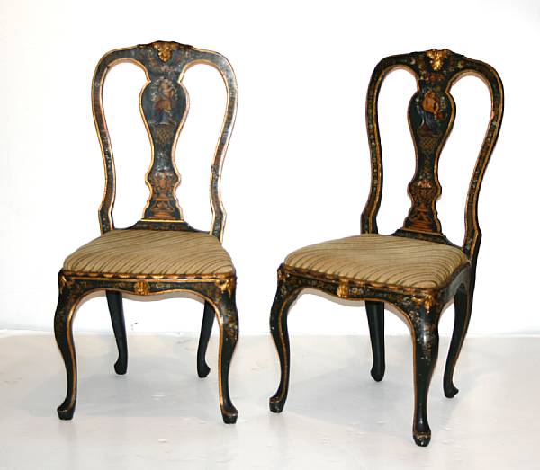 Appraisal: A pair of Venetian Rococo style polychrome decorated side chairs