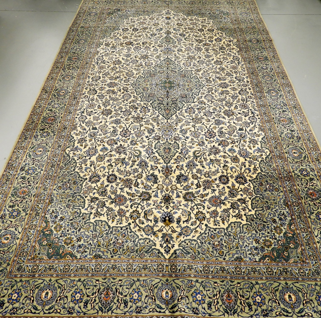 Appraisal: LARGE MIDDLE EASTERN KASHAN FLORAL CARPET RUG Middle East th