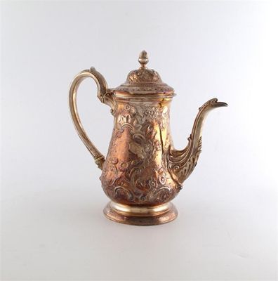 Appraisal: A George II silver coffee pot by William Williams I