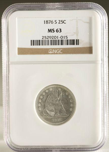 Appraisal: NGC MS -S Seated Liberty Quarter nice fresh surfaces