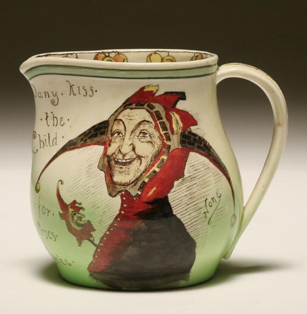 Appraisal: Royal Doulton pitcher hand painted jester with wand fruit border