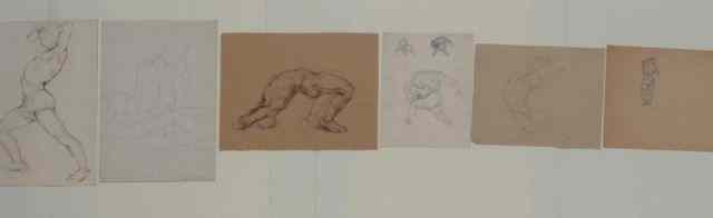 Appraisal: BLOOM Hyman Drawings on Paper Pencil study of figure amongst