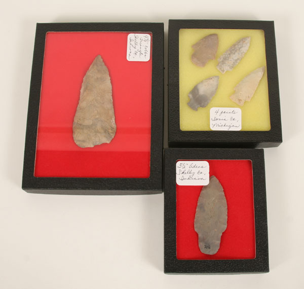 Appraisal: Six Native American stone artifacts one Adena dug in Shelby