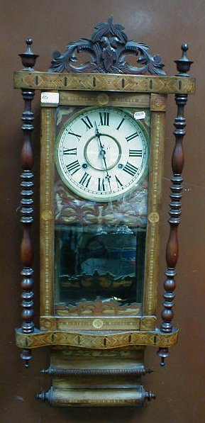 Appraisal: A thC Tonbridge inlaid drop-dial wall clock