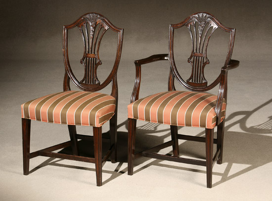 Appraisal: Set of Ten George III Style Mahogany Shield-Back Dining Chairs