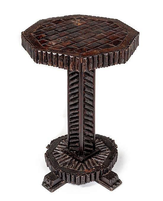 Appraisal: A Tramp Art Side Table Height x width inches A