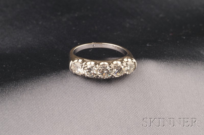 Appraisal: Diamond Five-Stone Ring set with full-cut diamonds approx total wt