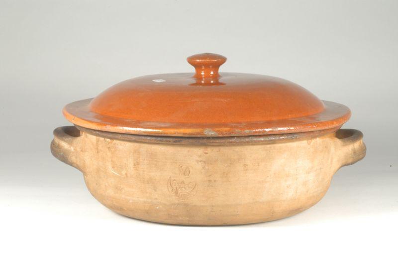 Appraisal: Signed Vallauris connected to Brown Pottery Casserole with lid H