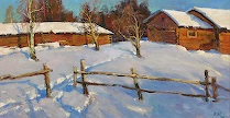 Appraisal: Mark Kremer Russian born Village Gates Winter Oil on panel