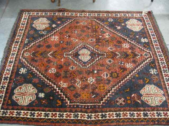 Appraisal: Hamadan Persian Handmade Rug florals throughout central geometric design primarily