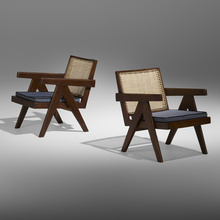 Appraisal: Pierre Jeanneret LOUNGE CHAIRS FROM CHANDIGARH PAIR France India c