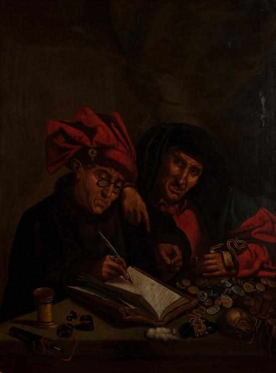 Appraisal: After Quentin Massys Flemish - ''The Money Lenders'' oil on