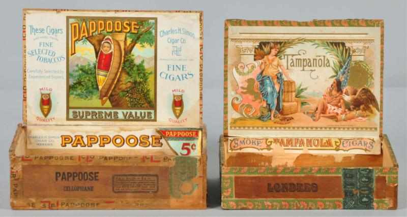 Appraisal: Lot of Wooden Cigar Boxes Description Both are rare Includes