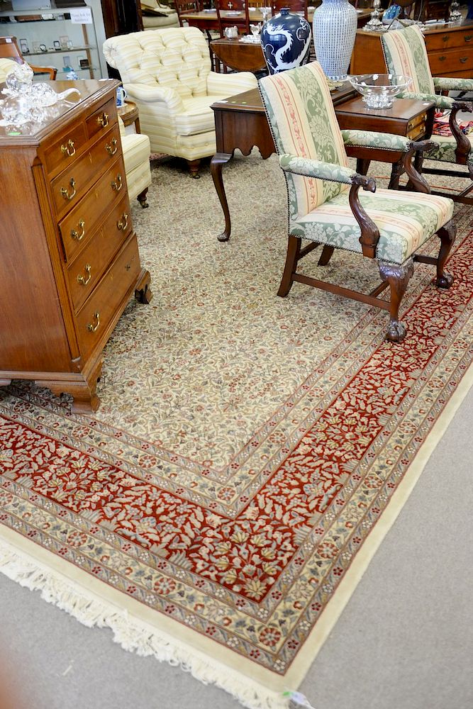 Appraisal: Large Oriental room size carpet having beige ground ' x